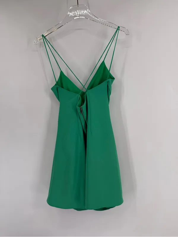 Alice and Olivia‎ green mini dress with front tie size 2 - Image 3