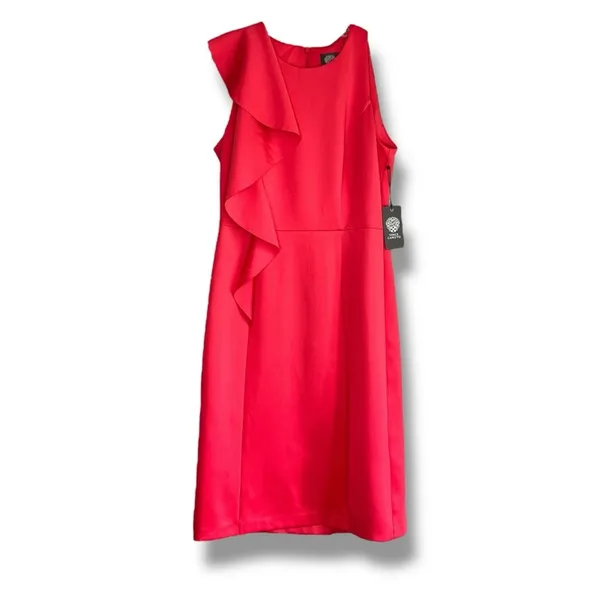 Vince Camuto one sleeve large ruffle red dress NWT size 10 - Image 3