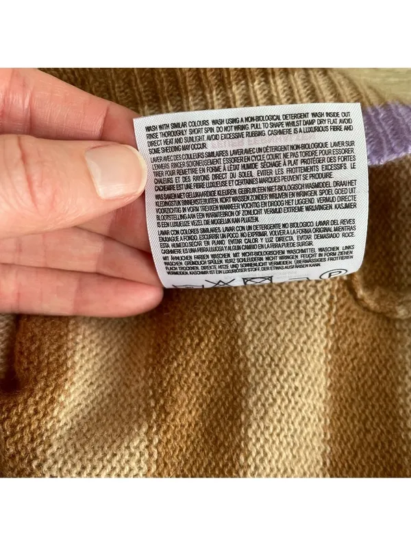 Jumper 1234 100% Cashmere Striped Sweater Brown Size 1 US Small Luxury Colorful - Image 6