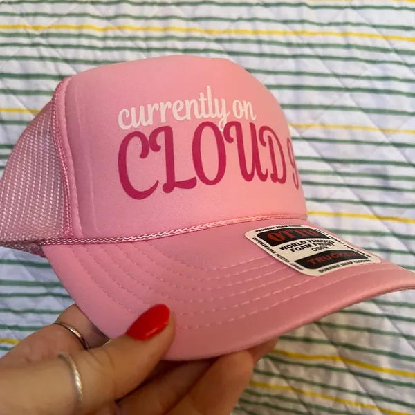 Currently on cloud 9 country trucker hat Pink - Image 2
