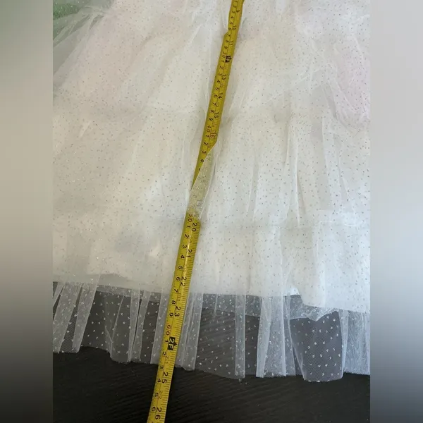 Lulus Strapless White Tulle Mini Dress Silver Glitter Size S D25 - Image 8