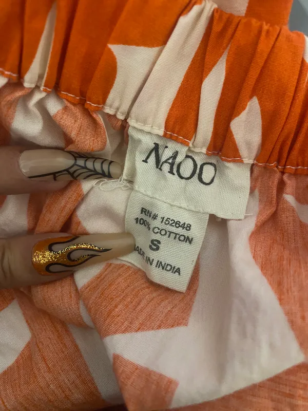 Nation AK Outfits Long Tropical Orange Maxi Tiered dress women size S - Image 7