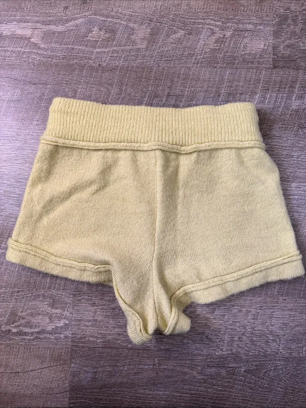 Free People Mohair Blend Cozy Knit Drawstring Lounge Shorts In Yellow Size S - Image 4