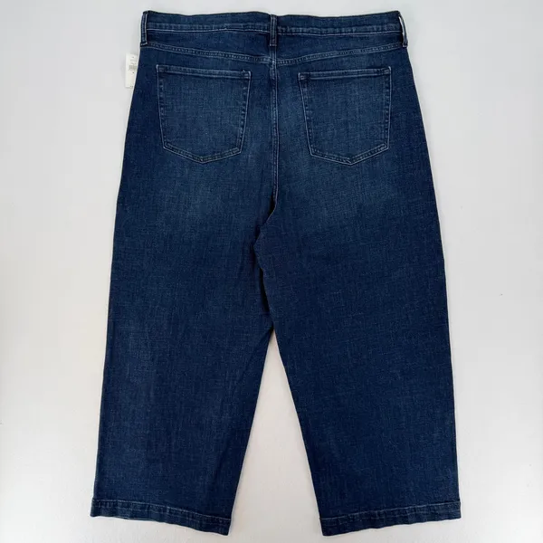 Banana Republic High Rise Wide Leg Crop Denim Jeans Dark Wash Plus Size 35 NWT - Image 14