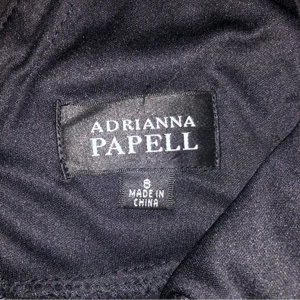 Adrianna Papell Black Overlapping Curved Pleated Dress Size 8 - Image 8