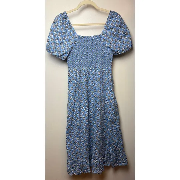 J. Crew Smocked Midi Dress with Puff Sleeves Sz. XS - Image 5