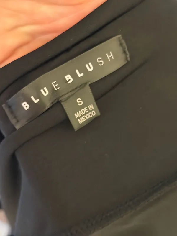 Blue Blush Black Astmmetrical Strapless Top - Image 2