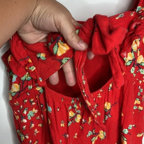 LC Lauren Conrad red sundress with lemon‎ pattern size small - Image 4