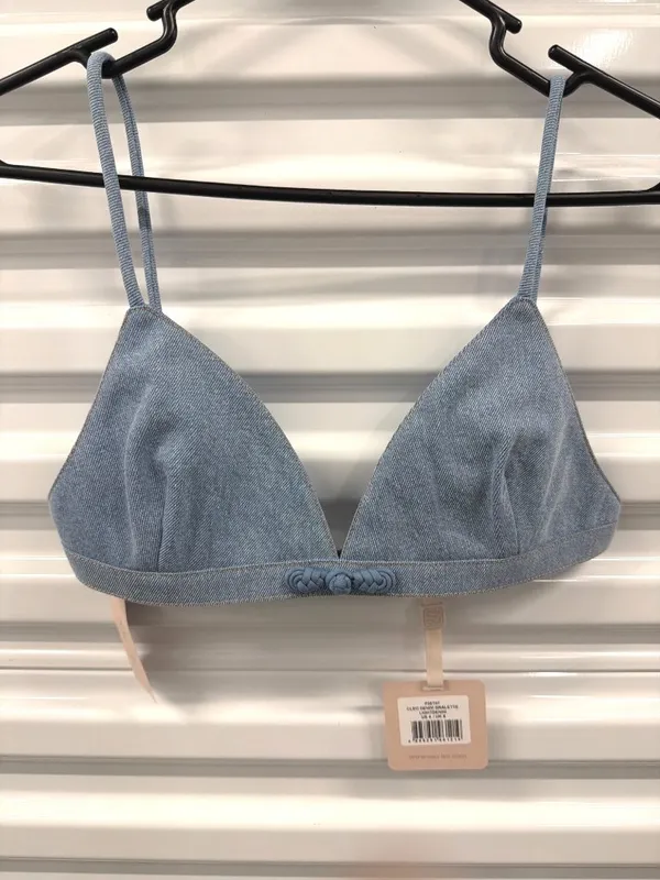 Sau Lee Cleo Denim Bralette Light Denim Womens Size 4 - Image 4
