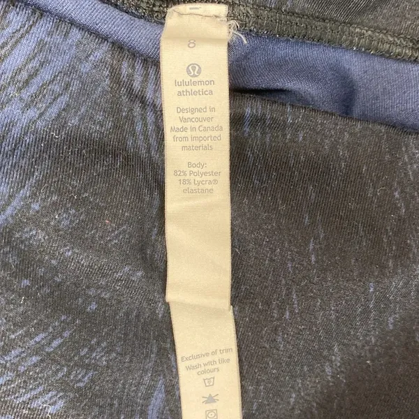 Lululemon Black & Blue Print High Rise Full Length Leggings Pants 8 - Image 5