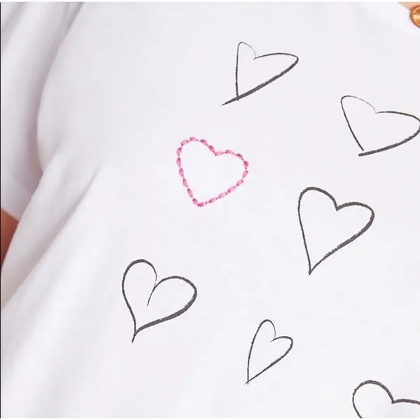 Anthropologie Kera Till Heart Embroidered Short Sleeve Oversized Tee White M - Image 5
