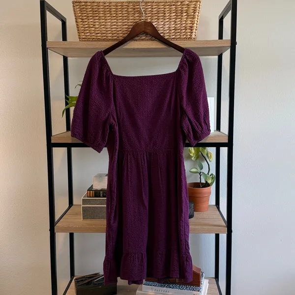 NWT Ann Taylor Loft 100% Cotton Wrap Bodice Textured Summer Dress, 12 - Image 5