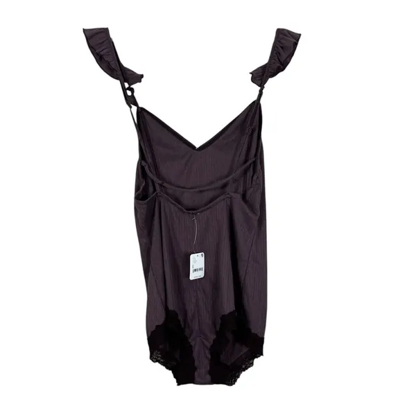 NWT Free People Intimately Pointelle Bodysuit Purple Coquette Lace Trim Size L - Image 5