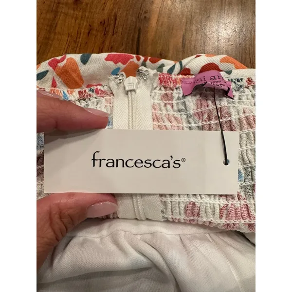 Francescas Veda Halter Mini Dress Womens Medium Floral Linen Blend NWT Summer - Image 8