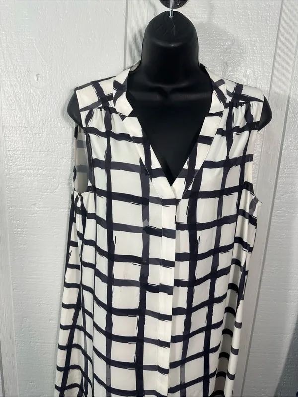Crosby Black and White Button Down Dress Size Large EUC - Image 5