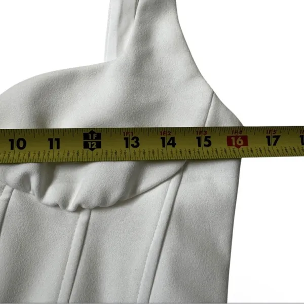 Zara White Corset Ruched Mini Dress Sweetheart Neckline Sleeveless Large | 61-45 - Image 6
