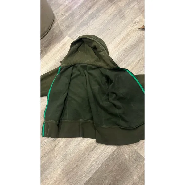 Rare Lululemon Size 10 Scuba Hoodie Jacket Green Polka Dots Women’s Small Flaw - Image 9