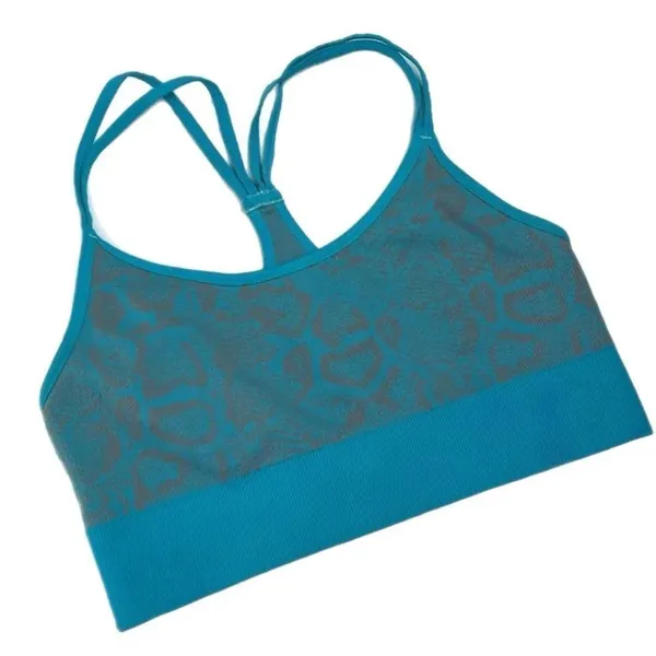 Bombshell Blue and Grey Snake Print Seamless Strappy Sports Bra Size XS/S - Image 3
