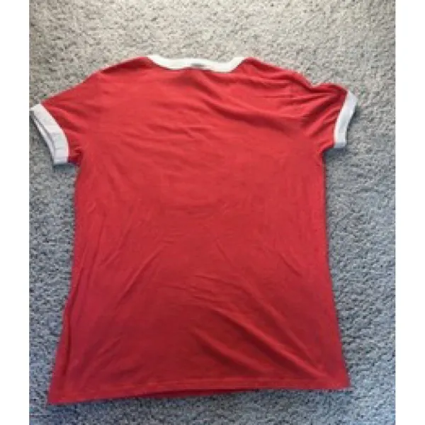 Victoria's Secret PINK L Sequin Logo Ringer T-Shirt Red Cotton - Image 3