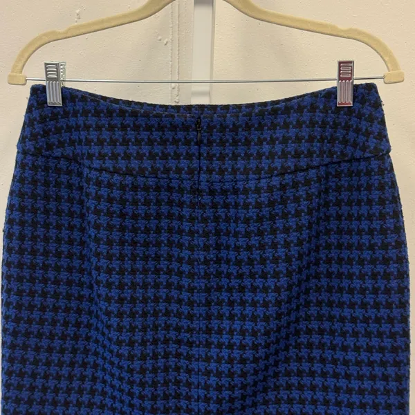 Ann Taylor Blue Black Houndstooth Tweed Wool Blend Pencil Skirt Size 6 Career - Image 4