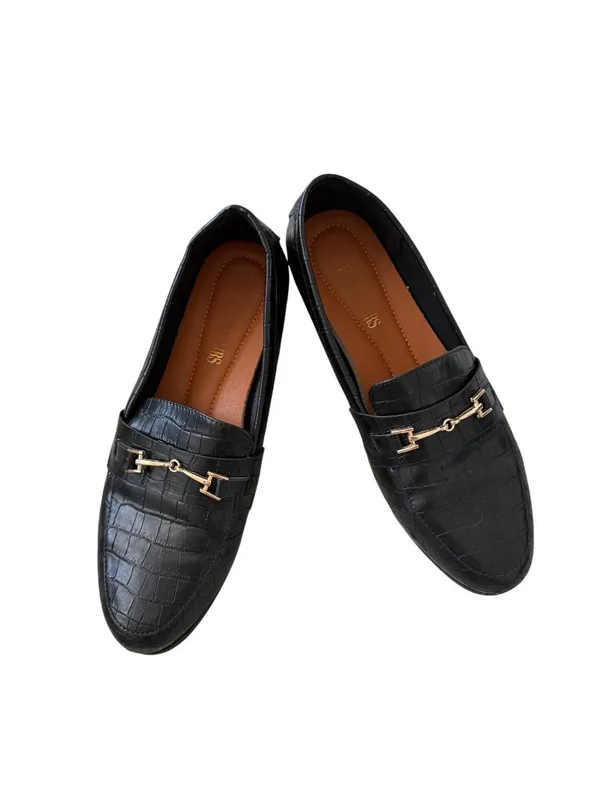 DREAM PAIRS Black Croc Embossed Loafers Flats Size 9 - Image 7