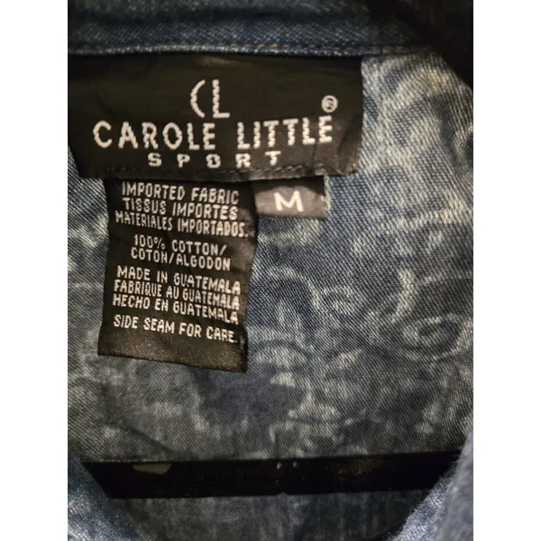 Carole Little Vintage Sport Denim Vest Size M Blue Patterned Button Up Womens - Image 2
