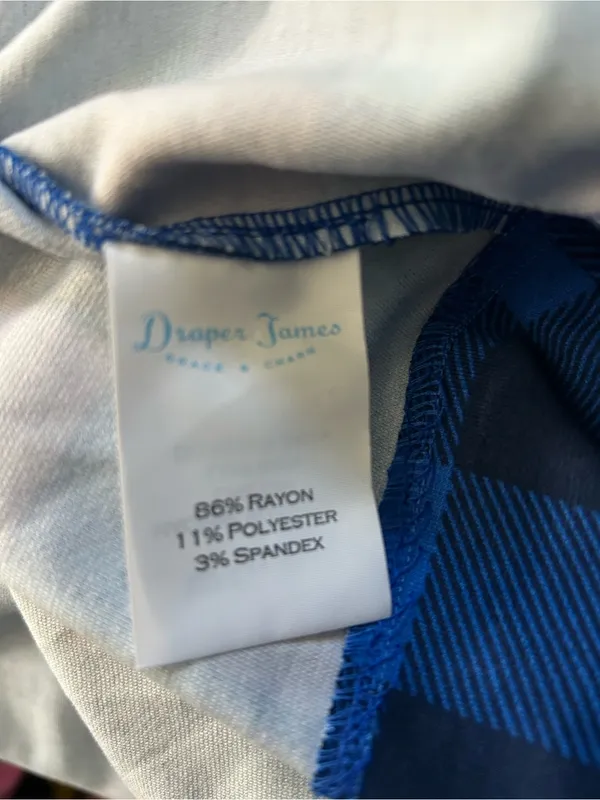 Draper James Women’s Blue Plaid Wrap Dress with Tie Waist MD NWT - Image 10