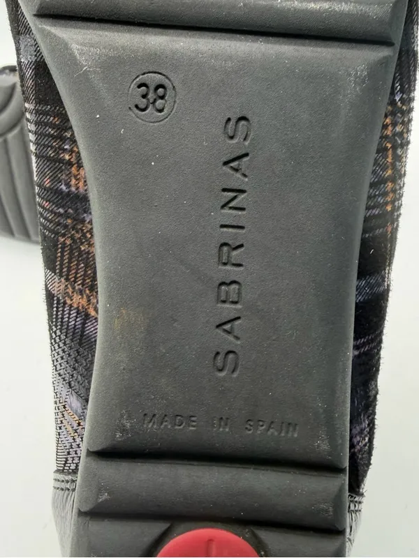 Sabrinas Plaid Ballet Flats Womens EU 38 Patent Cap Toe Bow Made Spain - Image 7