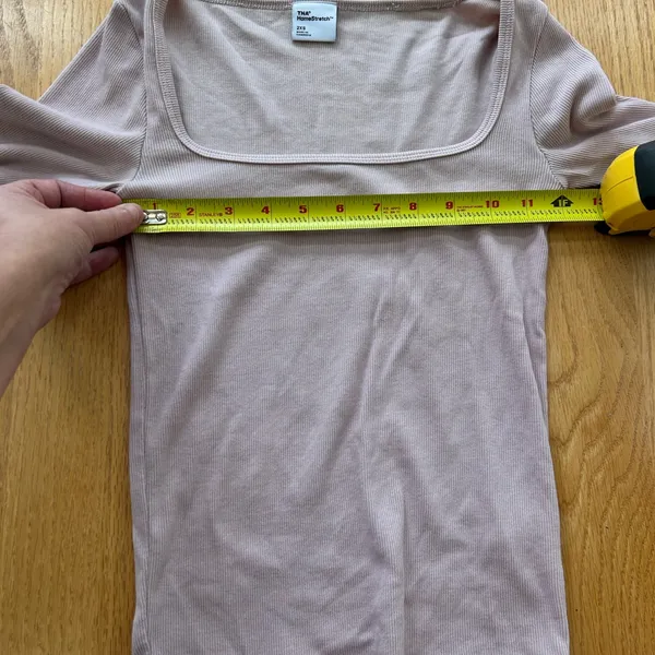 Aritzia Tna HomeStretch Rib Scoop‎ Neck Long Sleeve Top Pink Size 2XS XXS - Image 3