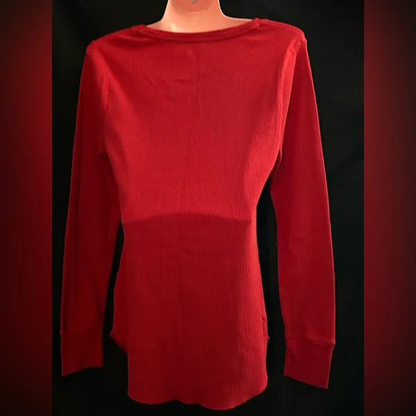 Old Navy Women’s Red Long Sleeve Ribbed Top SZ LG - Image 2