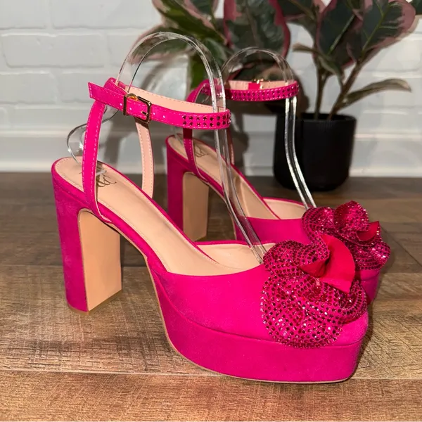 New York & Company Raya Rhinestone Flower Platform Heels Pump Size 9 - Image 11