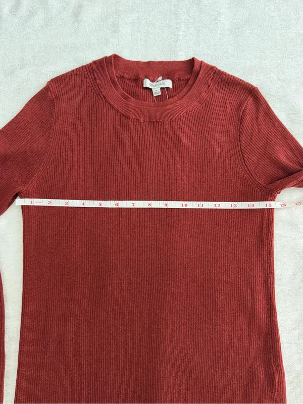 Madewell Double Layered Merino Silk Crewneck Sweater Deep Rust M NWT - Image 7