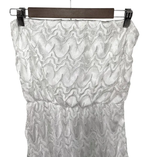 Poetry Strapless White Lace Mini Dress‎ Women's Large Bridal Wesern Strapless - Image 2