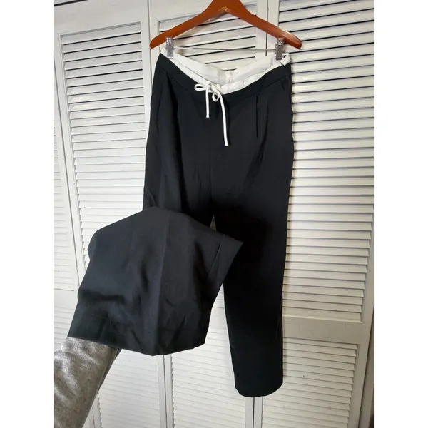 Victoria's Secret Pink On-the-Go Low-Rise Trouser Pants Black Wide Leg M NWT - Image 9