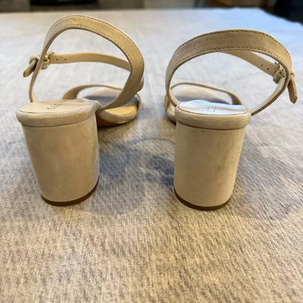 Cole Haan Cream Leather Ankle Strap Block Heel Sandals Size 7 - Image 4