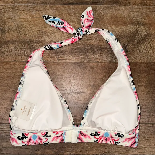 Kate Spade Swim Ikat Pattern Pink and Black Halter Bikini Top - Image 5