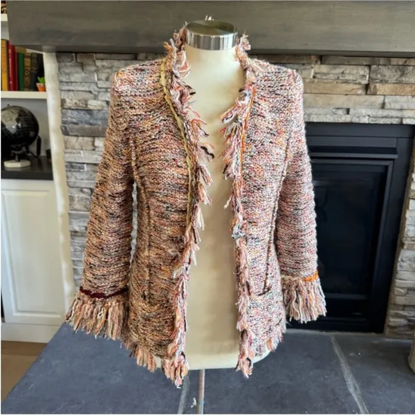 Anthropologie Textured Fringe Blazer in Multicolor - Image 5