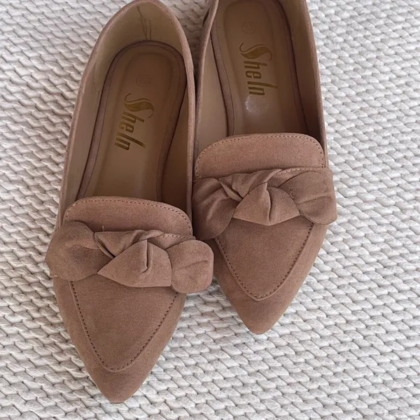 SheIn Pointed Toe Bow Loafers - Mauve/Tan Suede Style - Size 7.5 - Image 2