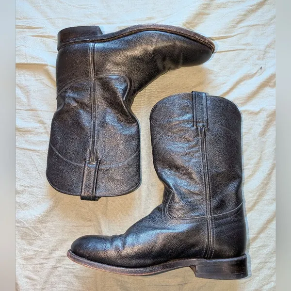 Dan Post Women’s Leather Pull-On Cowboy Boots W8.5 Black - Image 5