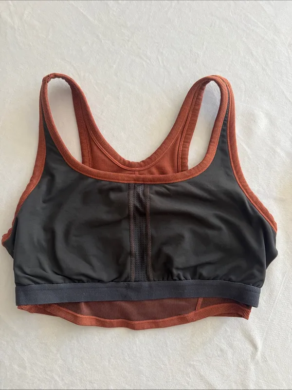 Prana Ribbed Scoop-Back Crop Bralette in Rust Brown - Image 5