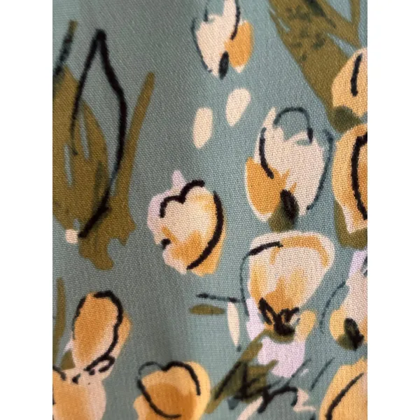 Reversible Floral and Polka Dot Midi Skirt Sage Green Yellow A-Line Side Zip - Image 2