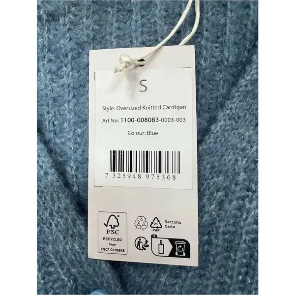 NA-KD Oversized Knitted Cardigan NWT Cozy Light Blue Chunky Sweater Size Small - Image 6