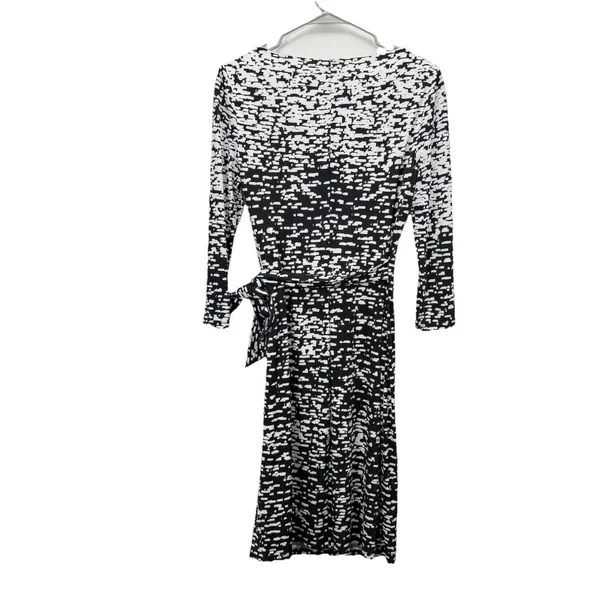 Ralph Lauren Black White‎ Geo Faux Wrap Tie 3/4 Sleeve Stretch Sheath Dress 4 - Image 5