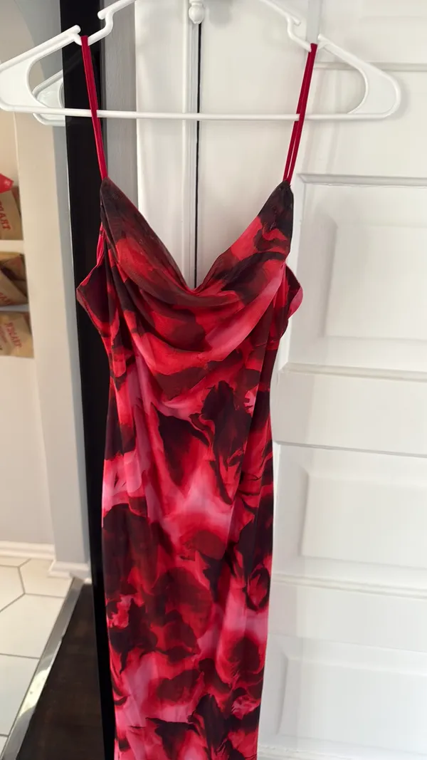 Windsor Dress Formal Long Red Floral - Image 3