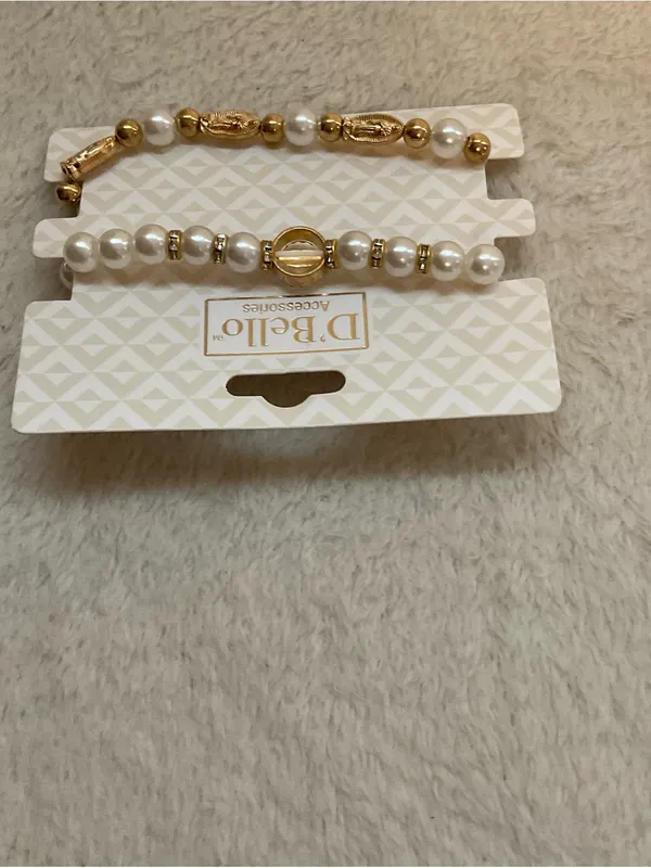 Gold & Pearl Beaded Bracelet Set - Image 3
