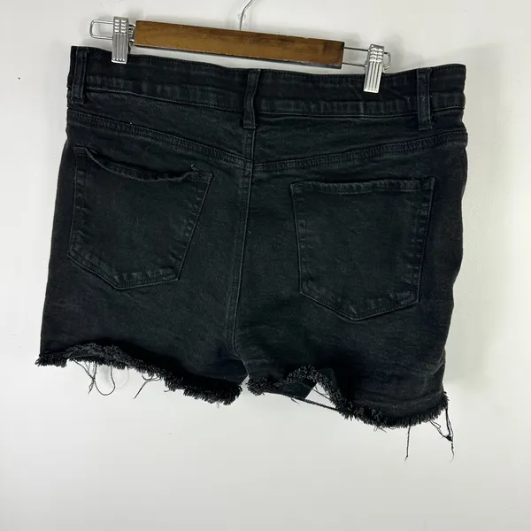 reCreation Black Denim Skort‎ Womens 12 Raw Hem Flexi Fit Comfort Y2K Indie Alt - Image 5