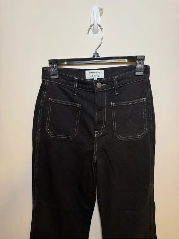 Reformation Jeans Alyssa High Rise Wide Leg Long Jeans - Image 4