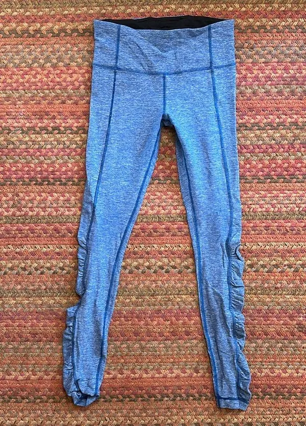 Lululemon Turn Around Tights Blue Heathered Ruched Leggings Rulu - Image 4