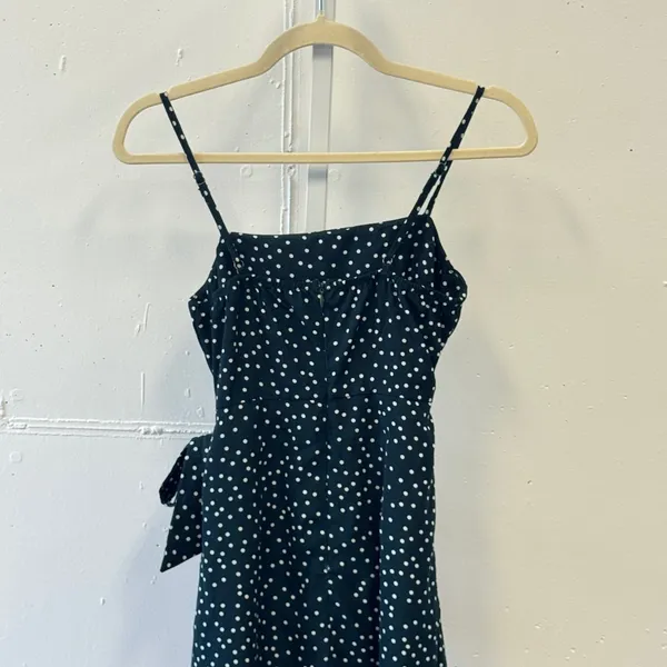 Princess Polly Teal Green Polka Dot Mini Dress Faux Wrap Ruffle Hem Size 2 US - Image 6