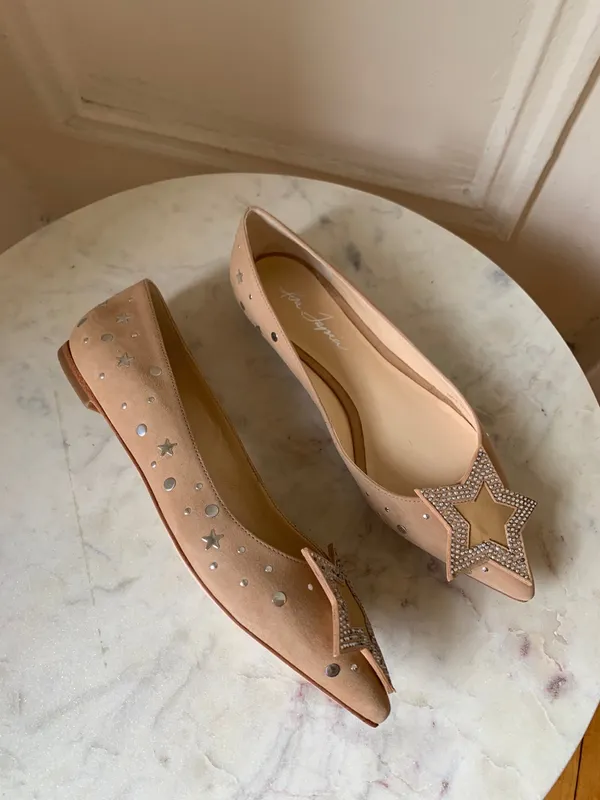 Isa Tapia Ganna Star Ballet Flats In Summer Sand Size 36 (6 US) - Image 2